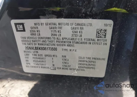 2013 Chevrolet Equinox Ls z USA, uszkodzony, nr VIN 2GNALBEK8D6173500